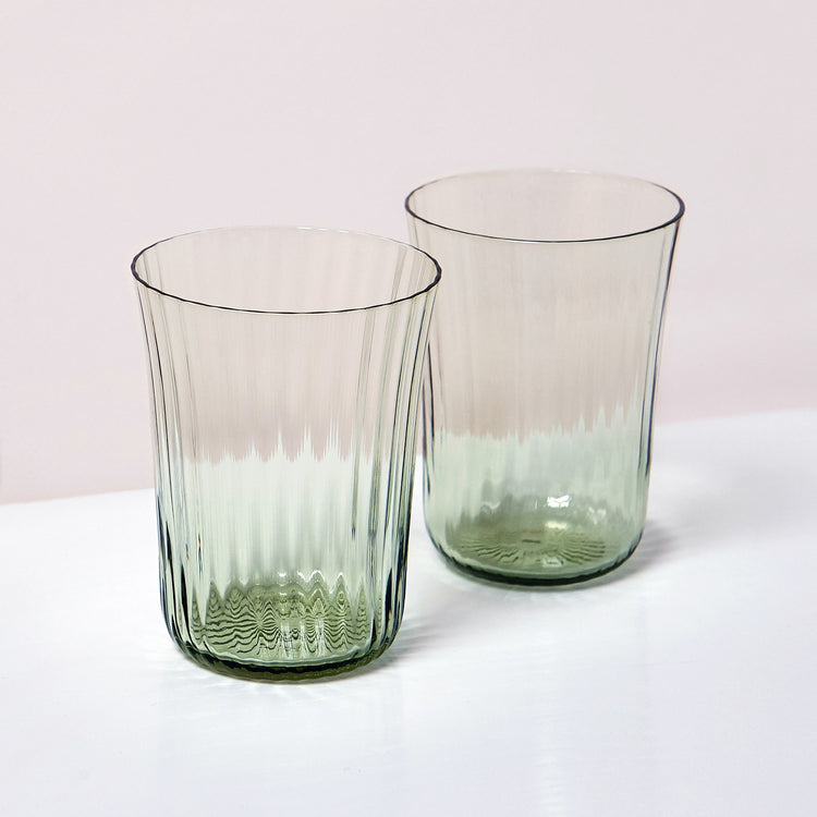 Stilleben Concave Glas - Box af 2, Fan Moss Green