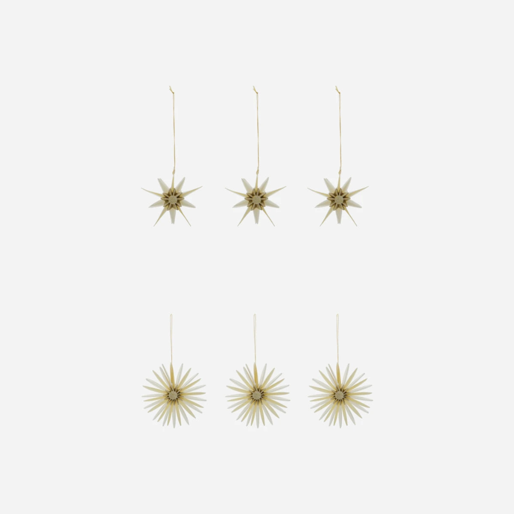 HDstari Ornament, sæt á 6 stk - Off White / Champagne