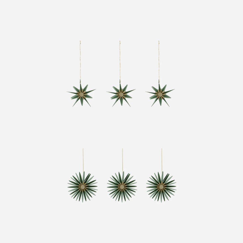HDstari Ornament, sæt á 6 stk - Green / Champagne