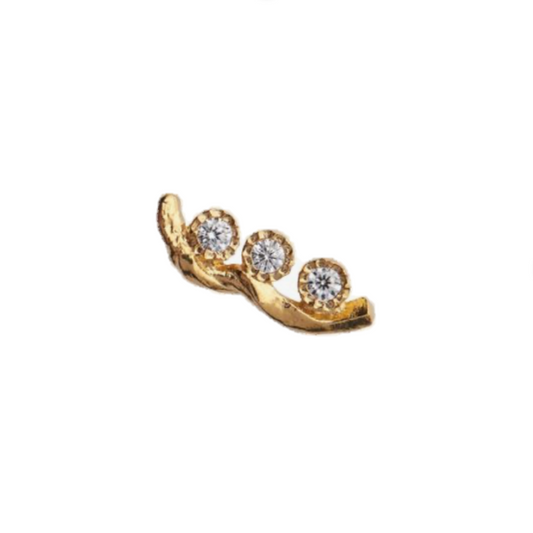 Flow Earring With Three Stones - Gold