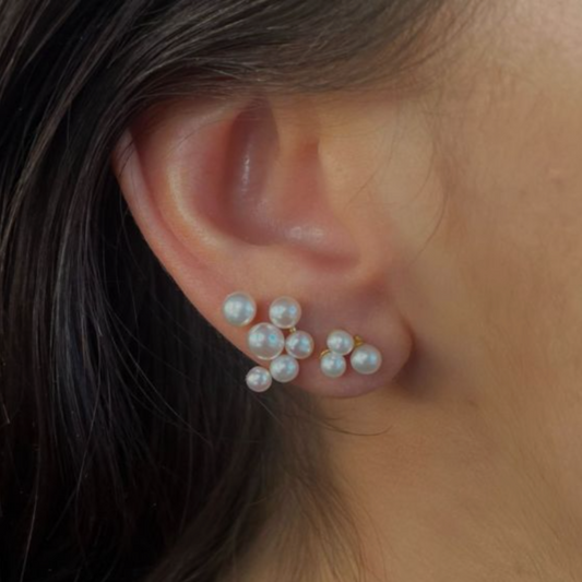 Three Pearl Berries Earring - Silver