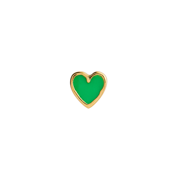 Petit Love Heart Grass Green Enamel - Gold