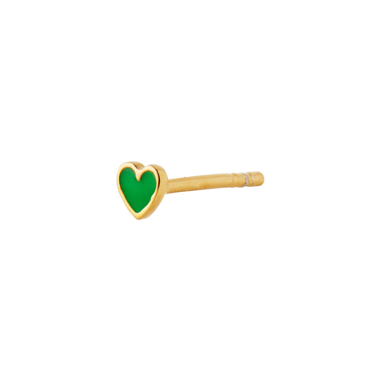Petit Love Heart Grass Green Enamel - Gold