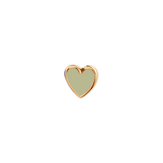 Petit Love Heart Olive Green Enamel - Gold