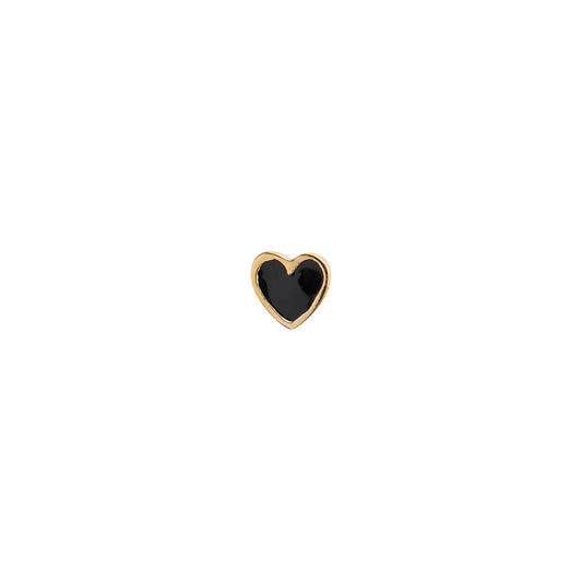 Stine A Petit Love Heart Black Enamel - Gold
