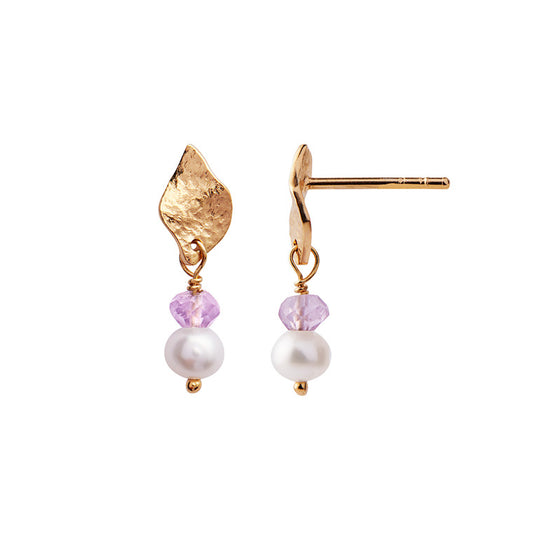 Stine A Ile De L´amour with Pearl and Light Amethyst Earring Gold