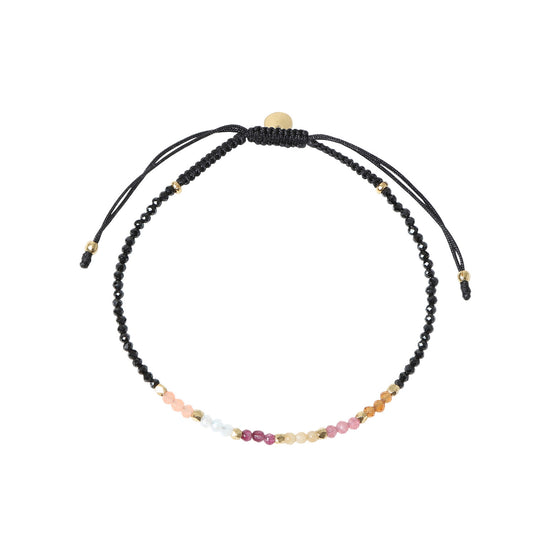 Stine A Berry Rainbow Mix With Black Spinal and Black Ribbon Bracelet