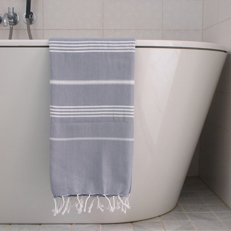 Hammam håndklæde 70x100 cm. fv. grå/hvid 