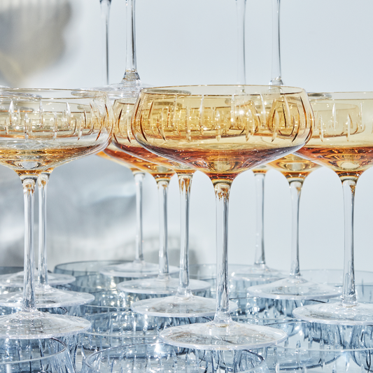 Elegant Champagne glas til nytårsfesten i rav-farvet krystal